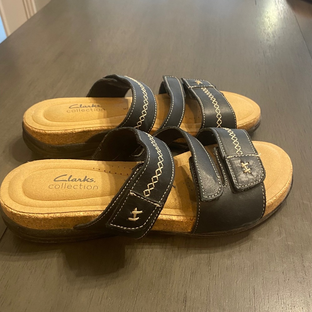 Clarks Collection Brinkley Luma Black Sandals Womens 9 M Comfort